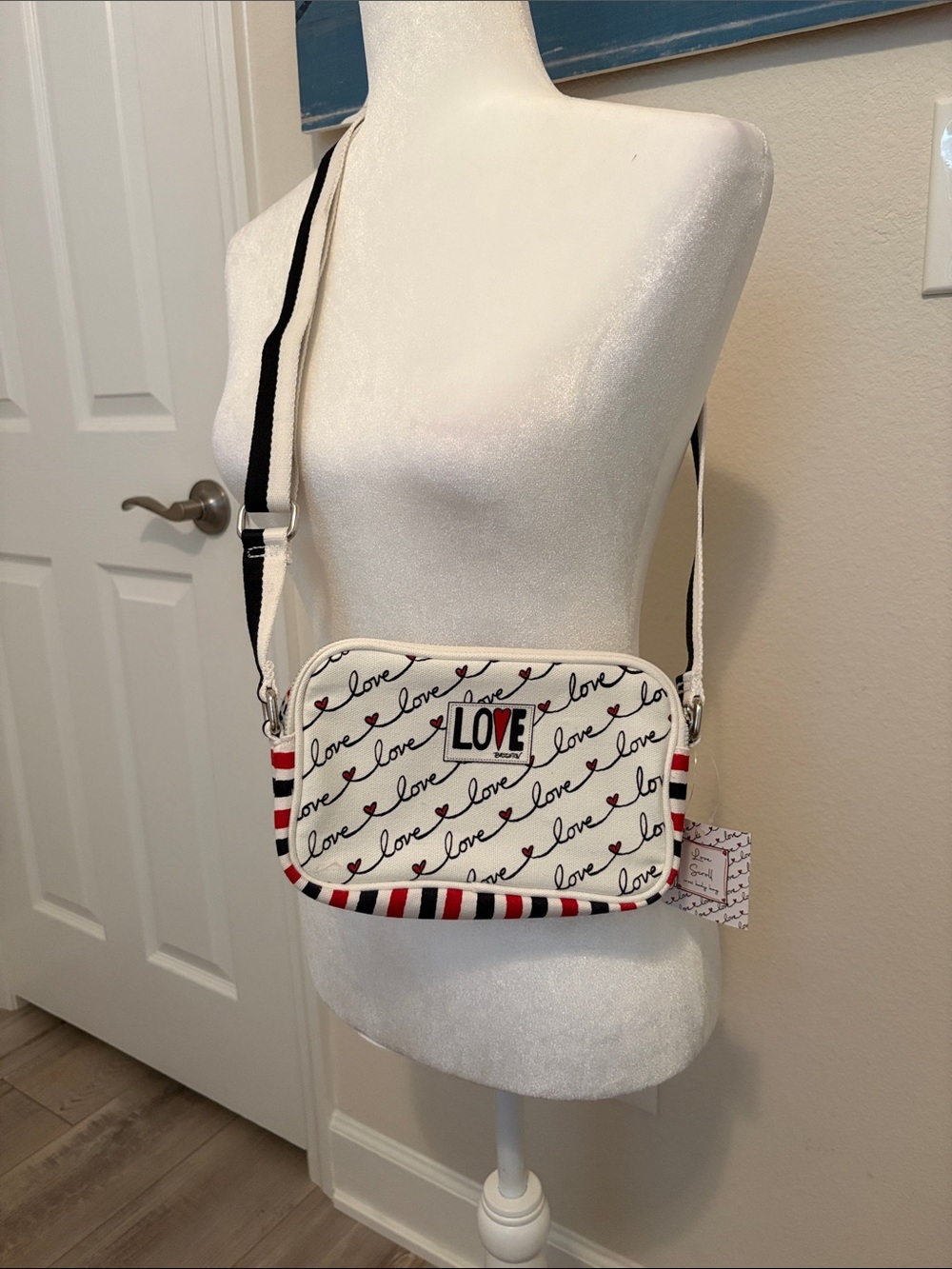 Brighton Adjustable Crossbody. Red, White & Black.